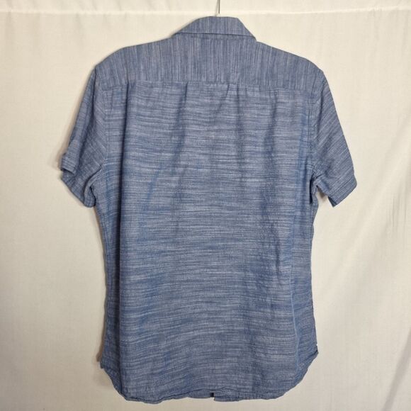 Slate & Stone Men's Classic Button Up Shirt Short Sleeve Casual Chambray Large - Picture 4 of 8